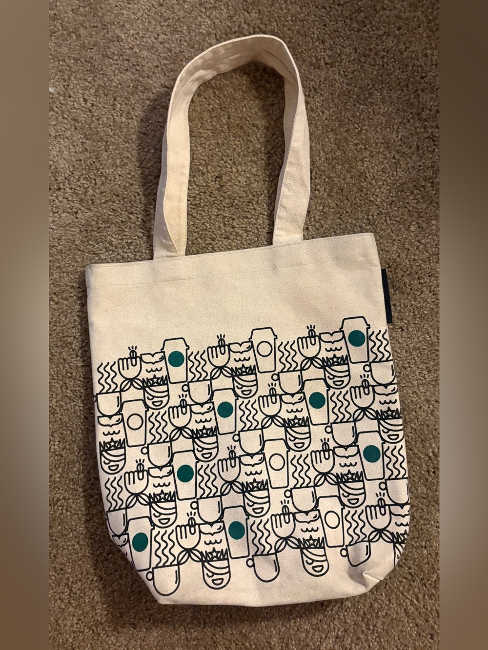 Starbucks Cream Canvas Pouch with Black Logo Detail from 2017